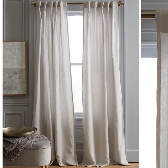NWT QUINCE Set Of 2 48x96 European Linen Curtains Cloud 4008